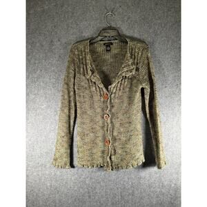 BCBG MAxazria Sweater Women L Green Knit Goblincore‎ Cottage Mystical Cardigan